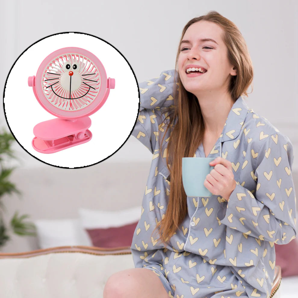 USB Portable Mini Desk Fan with Light – Personal Table Fan for Office, School & Home Use (1 PC)