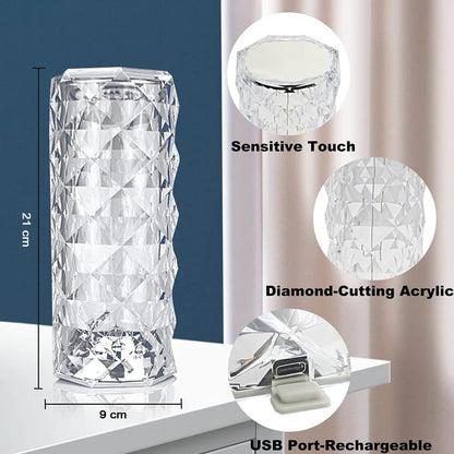 Crystal Touch Night Light for Bedroom Decor (16 Colors, Remote, USB)